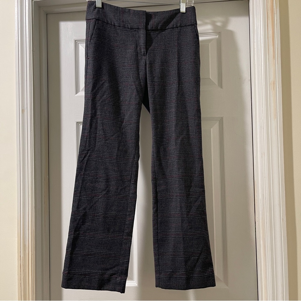 Ann Taylor Factory Gray and Pink Plaid Pants